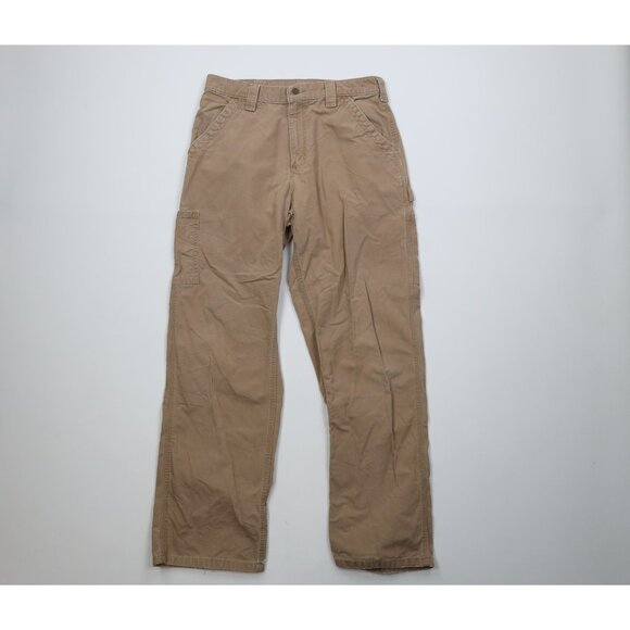 Vtg 90s Y2K Carhartt Mens 32x32 Faded Canvas Wide Leg Dungaree Pants Duck Brown